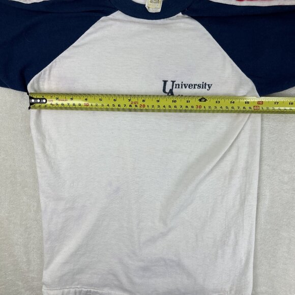 VTG University Of Alberta T Shirt Red Stripe White Blue Adult M* Velva Sheen - Picture 5 of 7